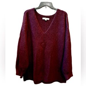 LOFT Burgundy V-Neck Sweater